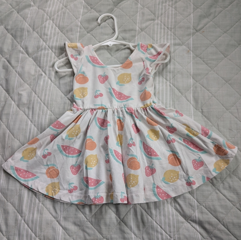 monica+andy girl's fruit print dress 100% organic cotton girl size 12-18 months